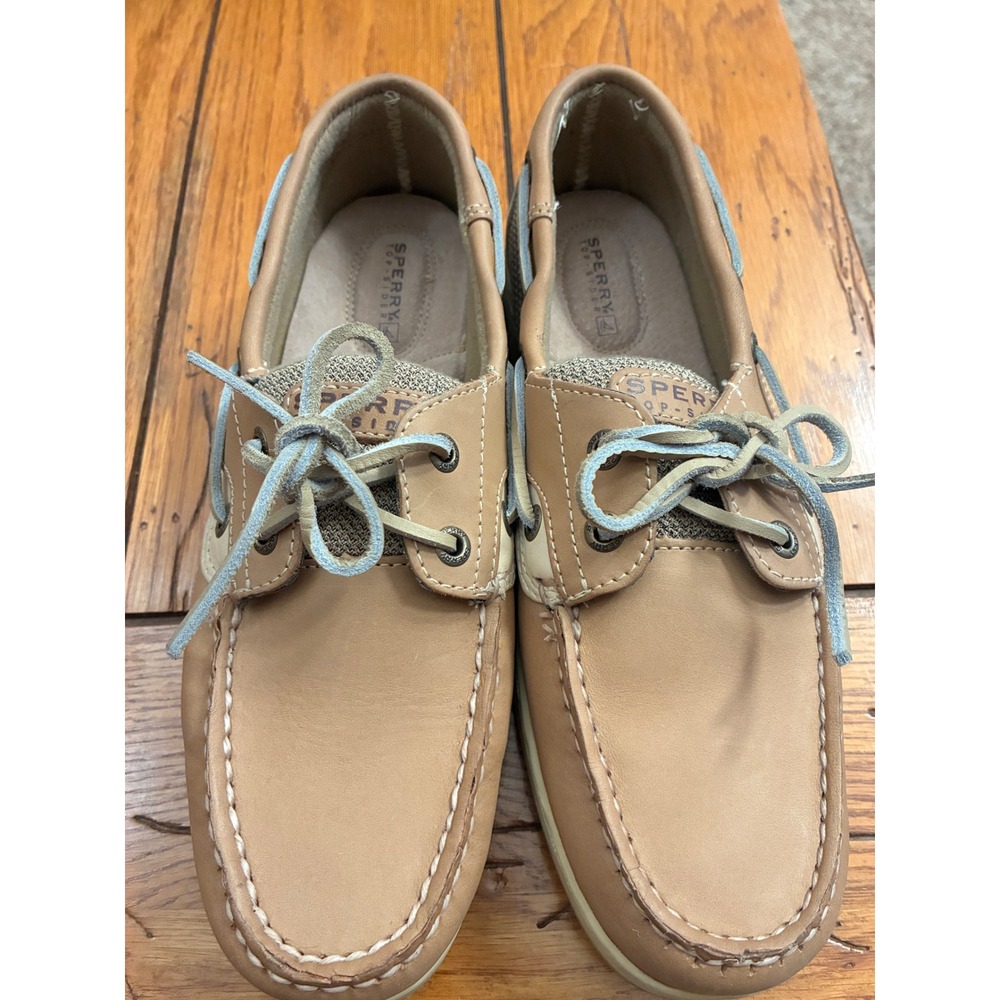 Sperry Top-Sider Angfish Boat Shoes Tan Leather Mesh Loafers 9276619 Womens 8M